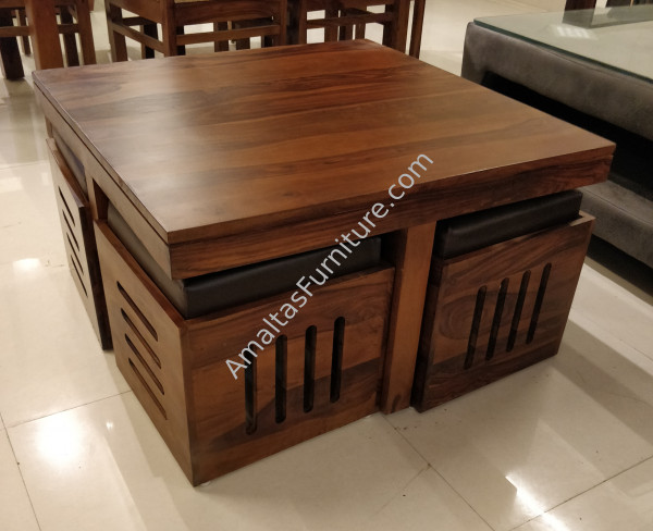 Amaltas Japanese Center Table with Four Stools