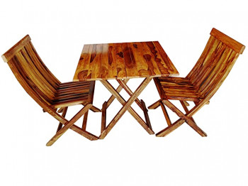 Amaltas® Wooden Foldable Table Chair Set | Garden Balcony Table Chair Set