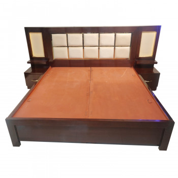 Amaltas Back Cushioned Bed with Lights