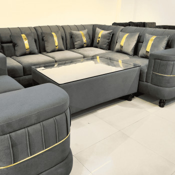 Amaltas Golden Strip Corner Sofa set