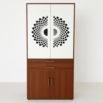 Amaltas Plywood & Mica Temple with CNC Jal, Lights & Slide in Doors