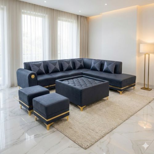 Amaltas L Shaped Sofa with Metal Legs - Sofas