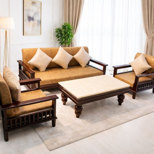 Amaltas Teak Wood Magazine Sofa Set - Sofas