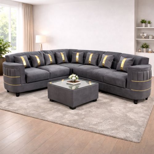 Amaltas Golden Strip Corner Sofa set - Sofas