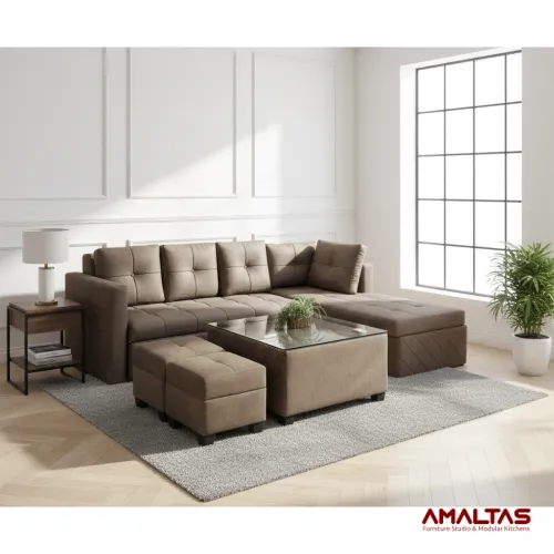 Amaltas L shaped Sofa cum Bed - Sofas