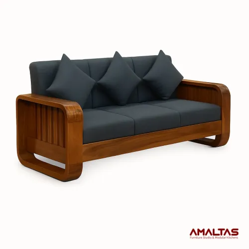 Amaltas Round Handle Sofa ~ Made From Uttrakhand Teak - Sofas