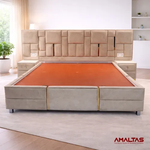 Amaltas Signature Double Bed with Side Tables and Box Storage - Bedroom