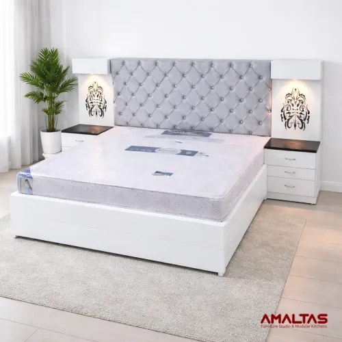 Amaltas Double Bed with Lamps - Bedroom