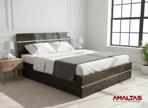 Amaltas High Gloss Double Bed - Bedroom