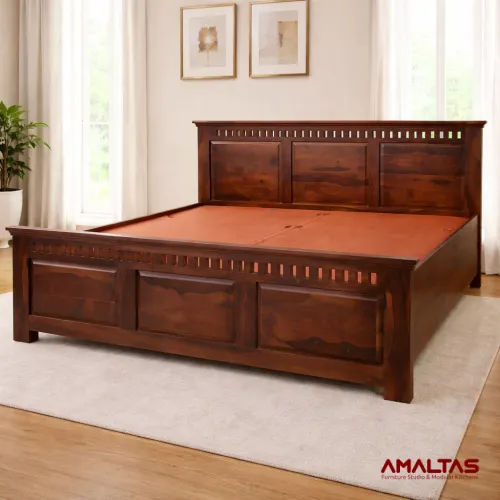 Amaltas Solid Sheesham Wood Kuber Bed - Bedroom