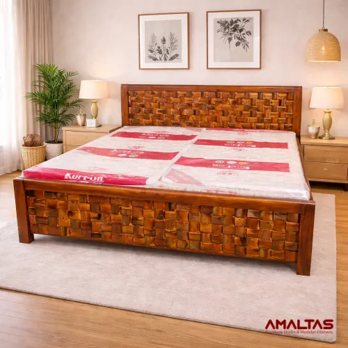 Amaltas Solid Wood Niwar Bed - Bedroom