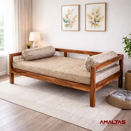 Amaltas Teak Wood Diwan - Bedroom
