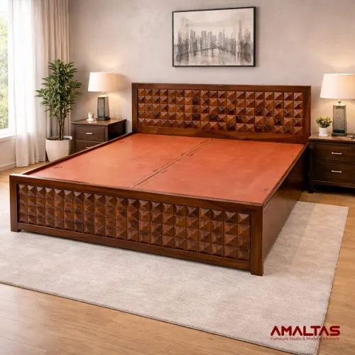 Amaltas Diamond Sheesham Wood Bed - Bedroom
