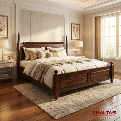 Amaltas Belan Shesham Wood Bed - Bedroom