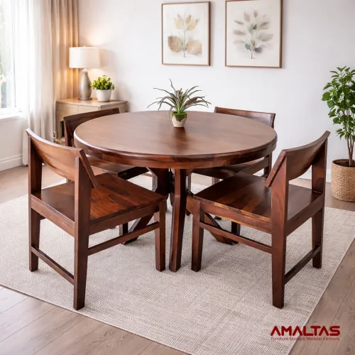 Amaltas Sheesham Wood Round Dining Set - 4 seater - Dining