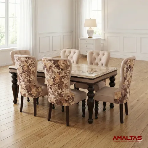 Amaltas Dyna Marble Top Dining Set - Dining