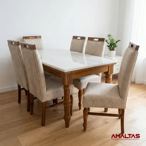 Amaltas Crown Onyx Marble top Dining Set - Dining