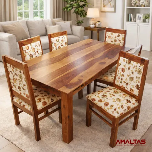 Amaltas Sheesham wood back cushion dining - Dining