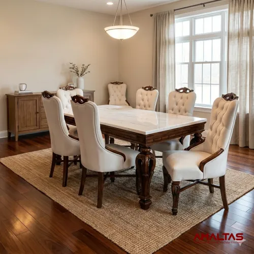Amaltas Lamp Dining Set with Onyx Top - Dining