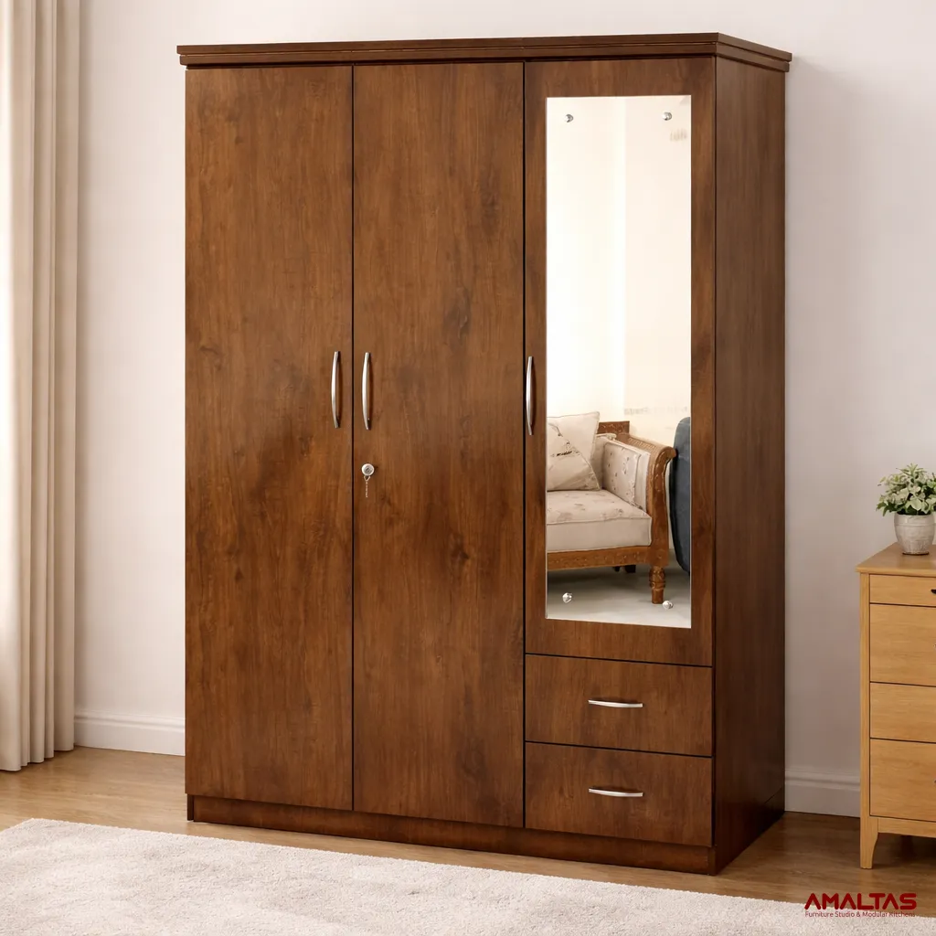 Amaltas Three Door Engineering Wood Wardrobe - Interior