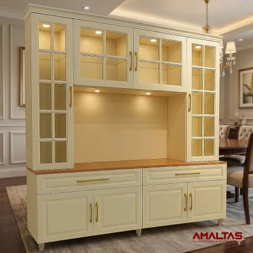 Amaltas Crockery Cabinet in PU Polish - Interior