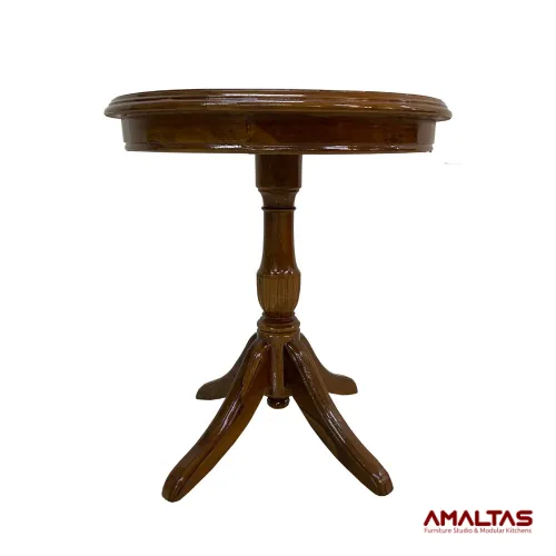 Amaltas Teak Wood Round Peg Table - Tables & Office