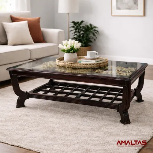 Amaltas R Type Teak Wood Center Table