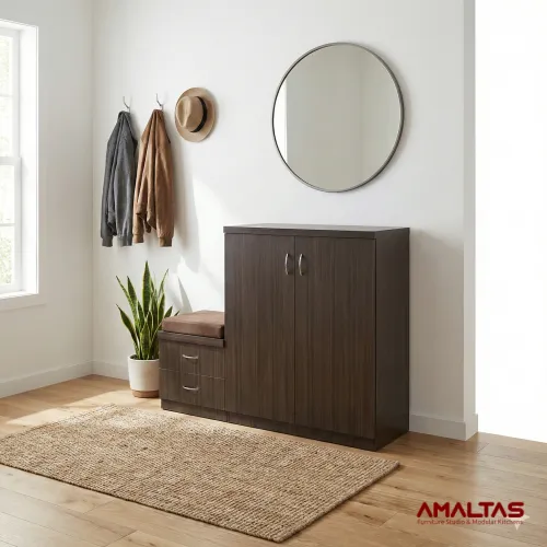 Amaltas Engineering Wood Shoe Rack with Seat - Wardrobes