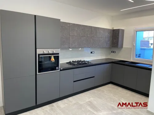 Amaltas L-Shaped Modular Kitchen in Matte Finish