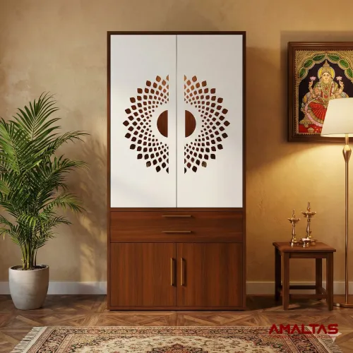 Amaltas Big Size Temple with Cabinet Storage - Interior