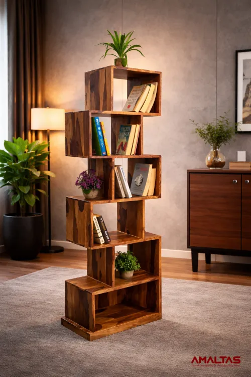 Amaltas Zig Zag-M Bookcase cum Showpiece Stand - Interior