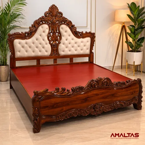 Amaltas Maharaja Carving Bed - Bedroom