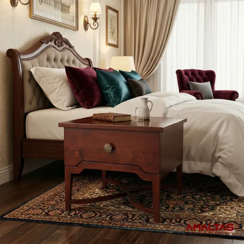 Amaltas Whirlpool Bed Side Table - Bedroom