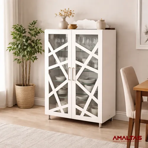 Amaltas Zig Zag Crockery Unit Low Height - Wardrobes