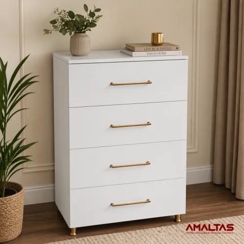 Amaltas Pearl White Chest of Drawers - Wardrobes