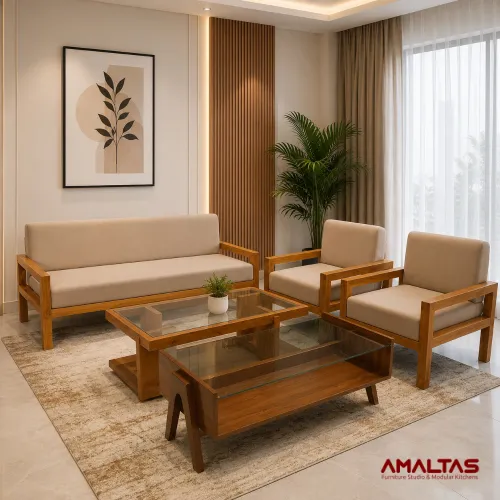 Amaltas Nova Teak Wood Sofa Set (5 Seater)
