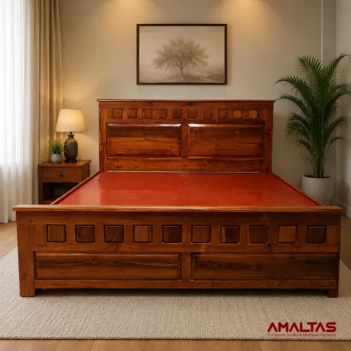 Amaltas Solitaire Teak wood Bed