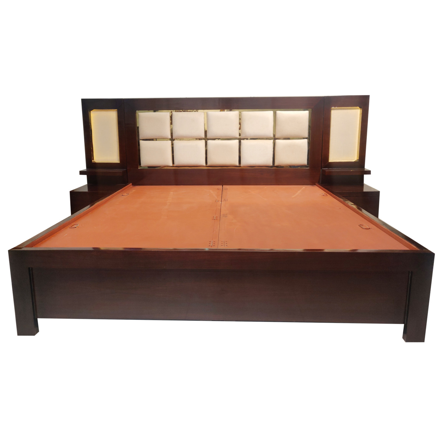 Amaltas Back Cushioned Bed with Lights