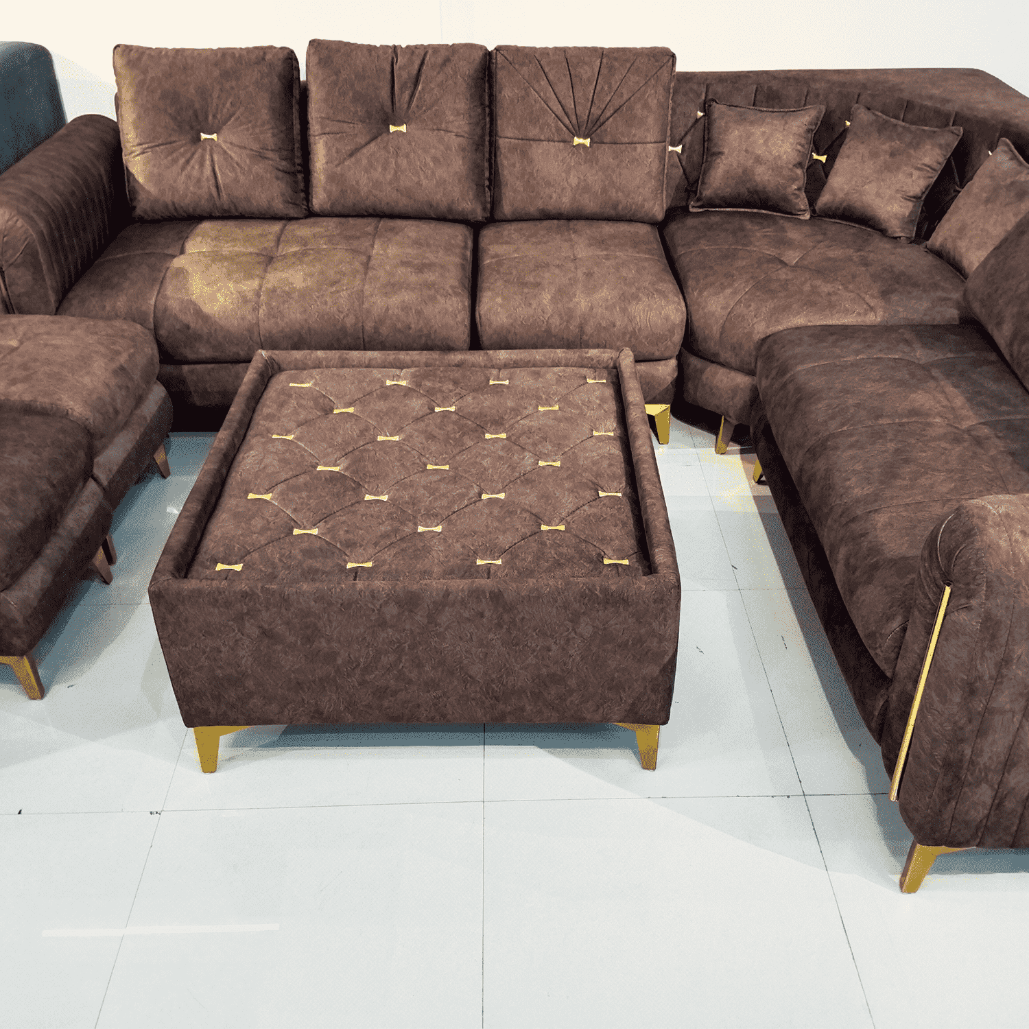 Amaltas Golden Rod Corner Sofa Set