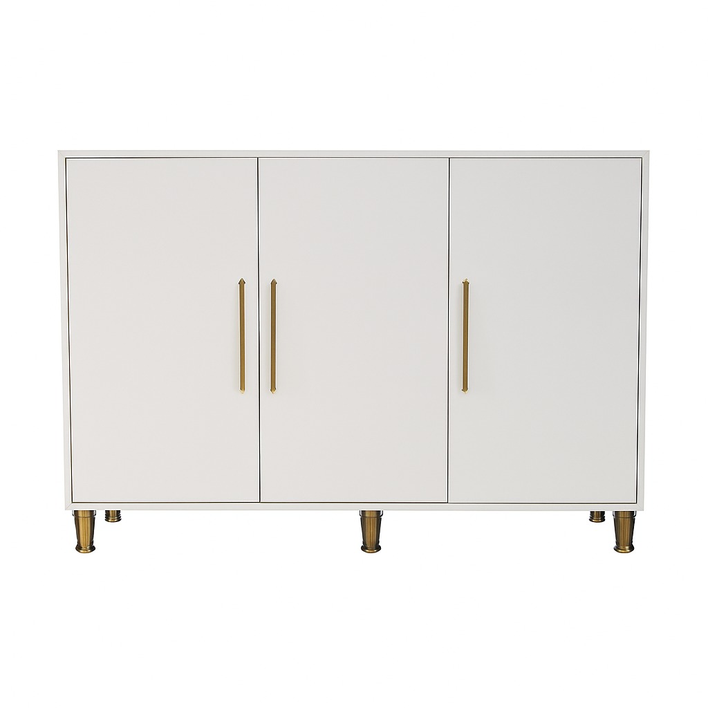 Amaltas Glossy White Shoe Rack in Plywood & Mica Lamination