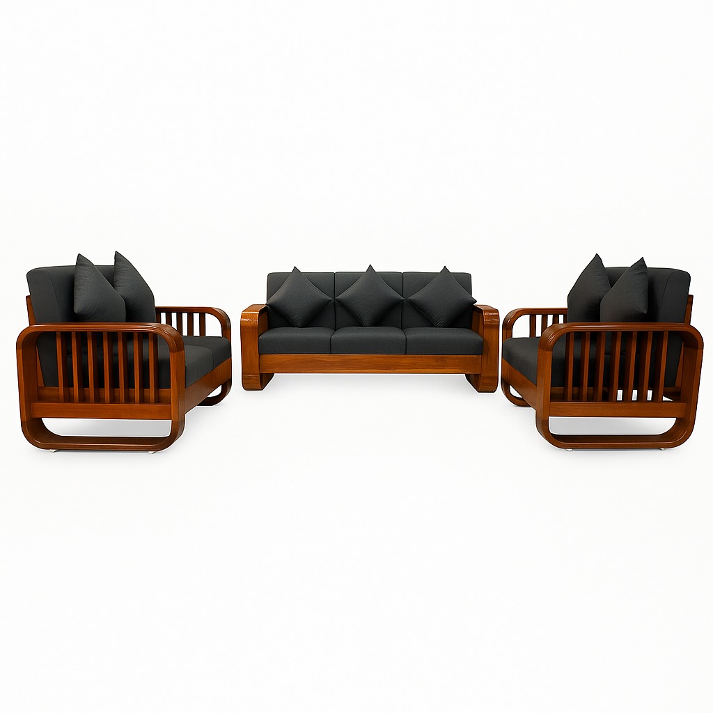 Amaltas Round Handle Sofa ~ Uttrakhand Teak Sofa