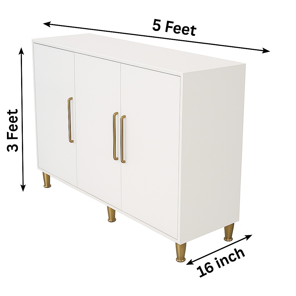 Amaltas Glossy White Shoe Rack in Plywood & Mica Lamination