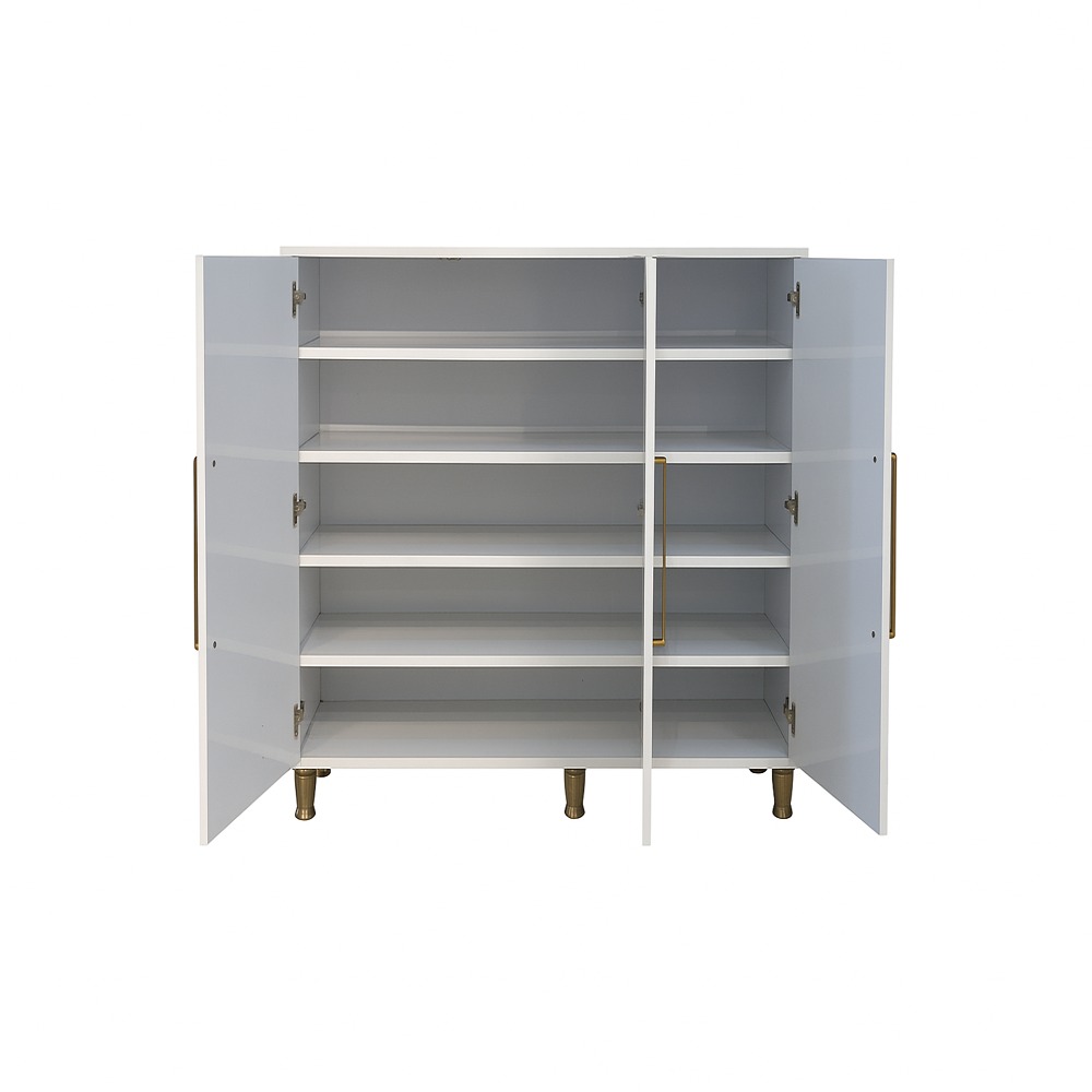 Amaltas Glossy White Shoe Rack in Plywood & Mica Lamination