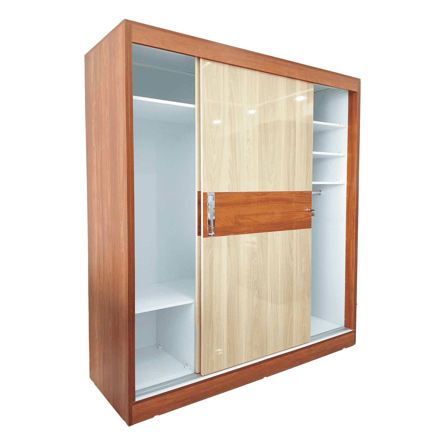 Amaltas High Gloss Laminated Sliding Wardrobe