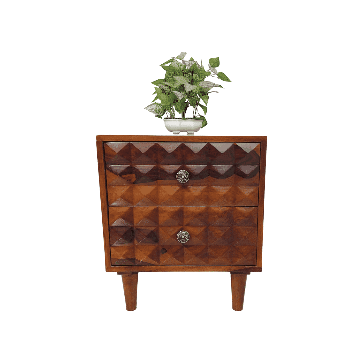 Amaltas Sheeham wood Diamond Bed Side Table