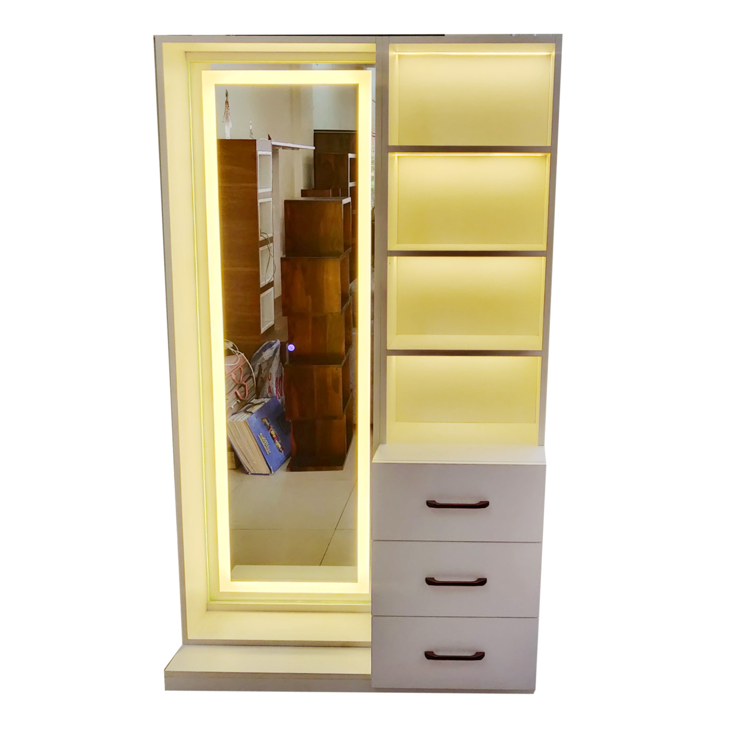ELEGANT Hollywood Vanity Mirror Dressing Table Set with Adjustable 3 Color LED  Lights and 1 Large Storage Drawer