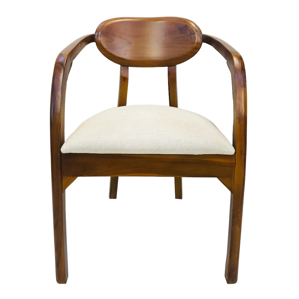 Amaltas Teak Wood Bedroom Chair with Curved Back