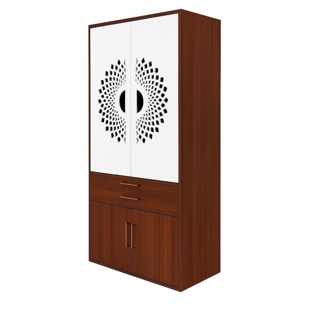 Amaltas Plywood & Mica Temple with CNC Jal, Lights & Slide in Doors