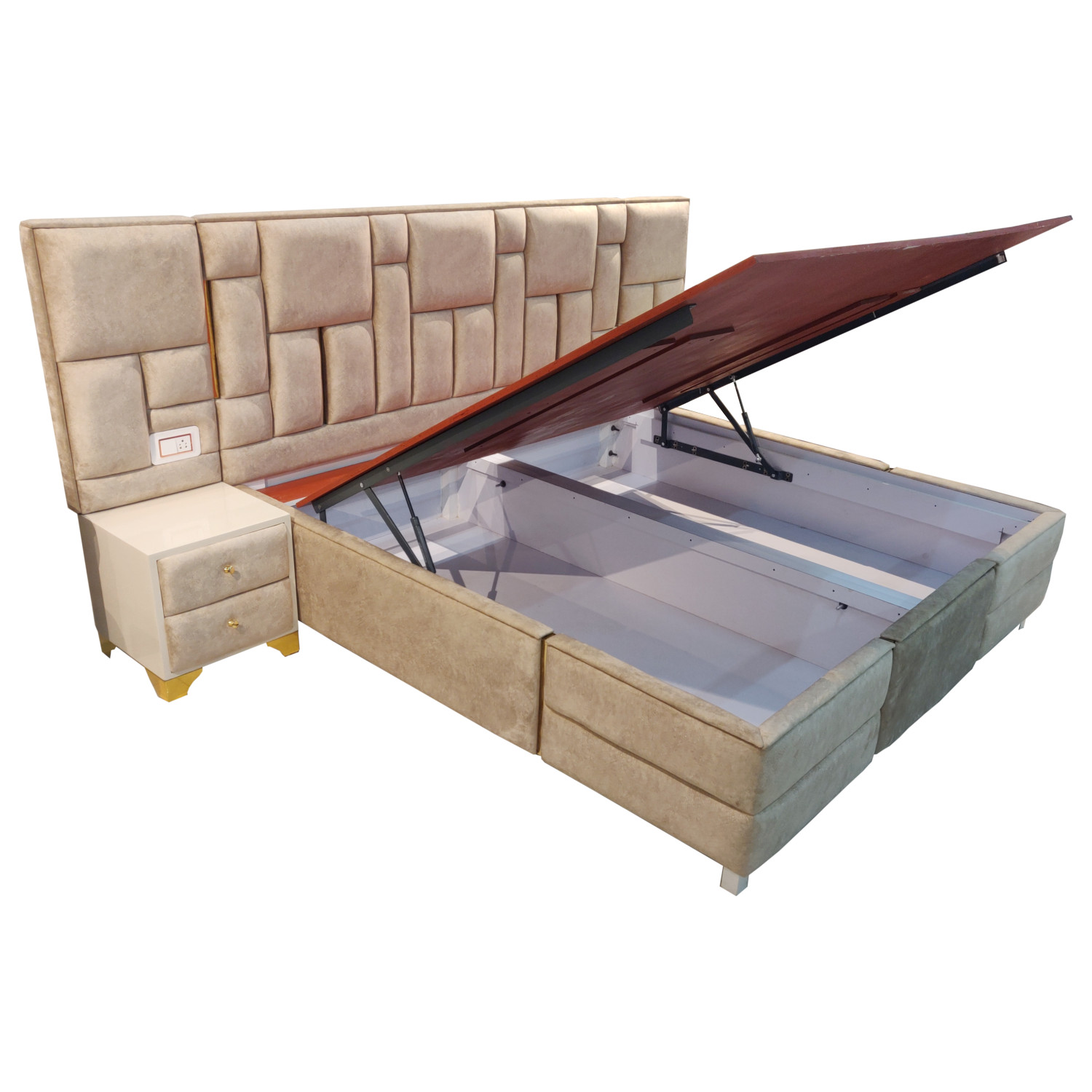 Amaltas Signature Double Bed with Side Tables and Box Storage