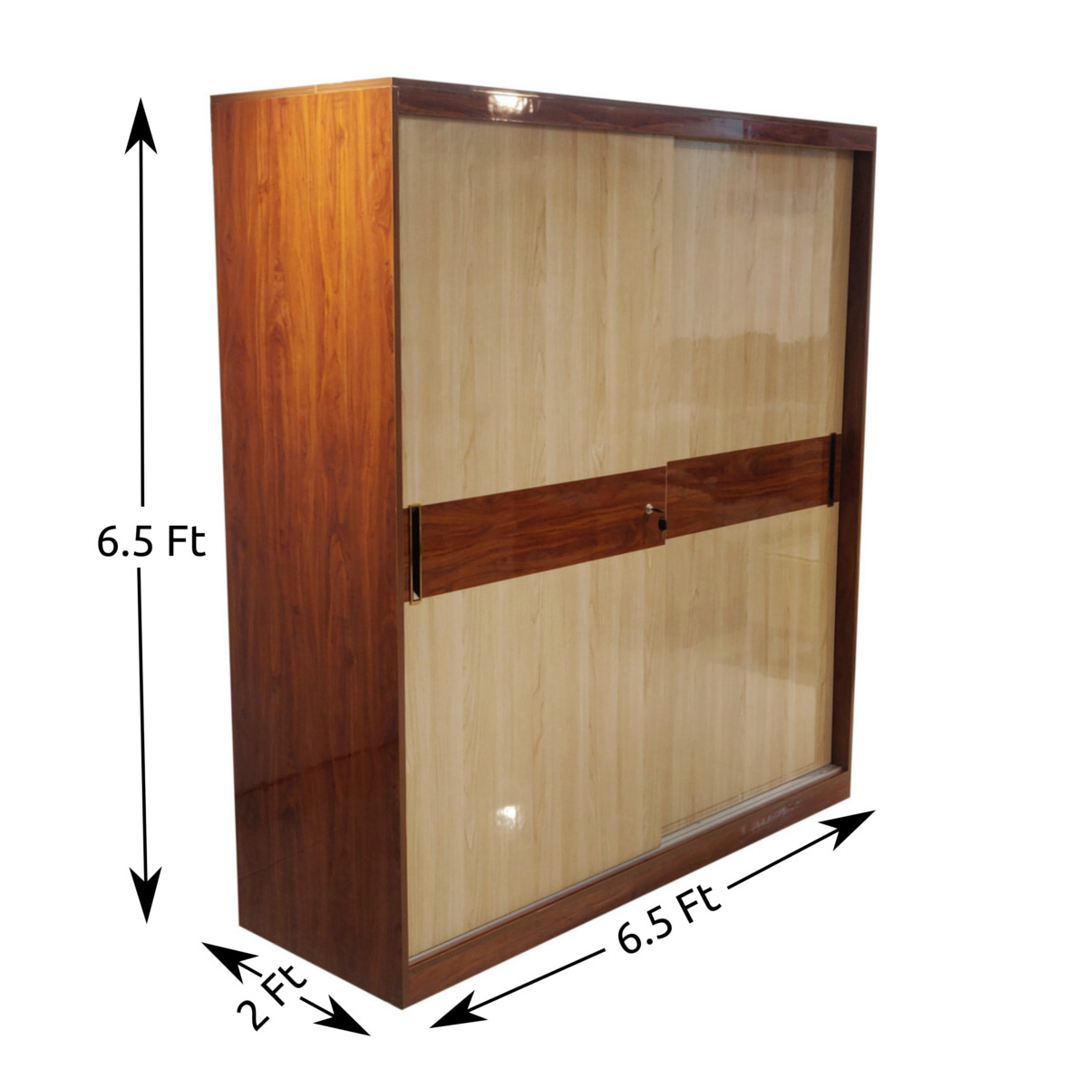 Amaltas Hi Gloss Slider Wardrobe in Mica and Ply ~ With Profile Lights